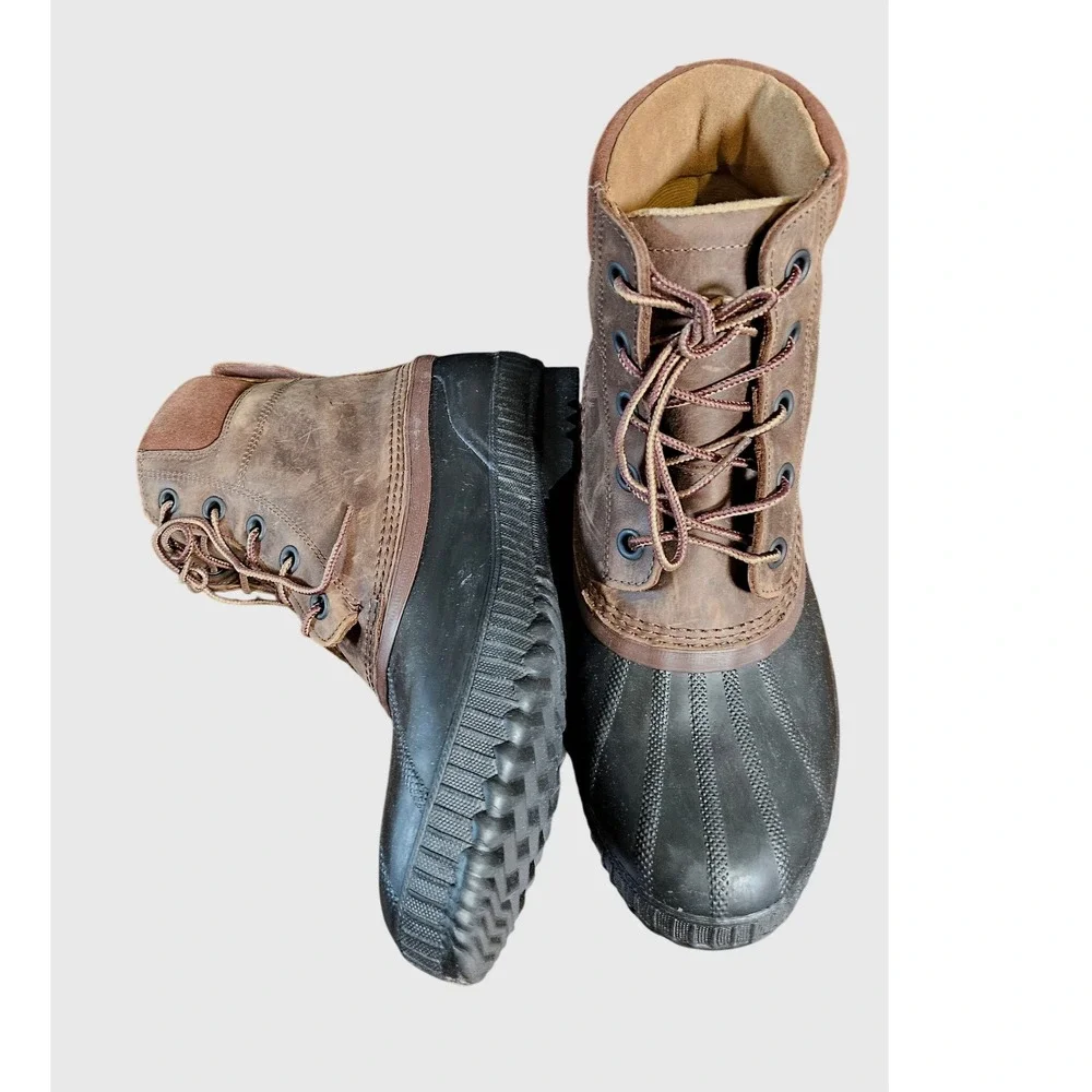 Sorel Cheyanne II Duck Boots Mens 10.5 Tobacco Black Waterproof NM2575-259